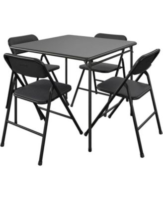 5-Piece Square Folding Dining Table Set with 4 Chairs for Guests or Game Night