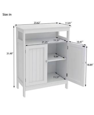 2-Door Bathroom Linen Cabinet with Storage Shelf and Wood Finish for Organization