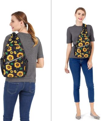 Sunflower Rope Sling Backpack - Lightweight Travel & Hiking Daypack | Water-Resistant Crossbody Chest Bag with Quick-Access Pocket