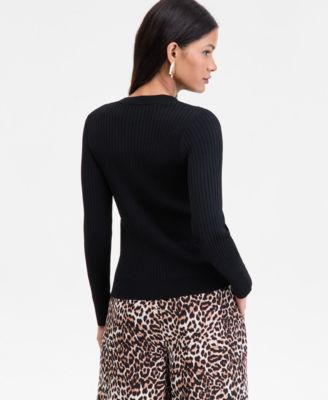 Women's Ribbed V-Neck Sweater, Macy's Exclusive