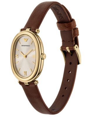 Women's Brown Leather Strap Watch 34mm