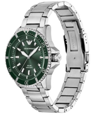 Men's World Explorer Solar Stainless Steel Bracelet Watch 42mm