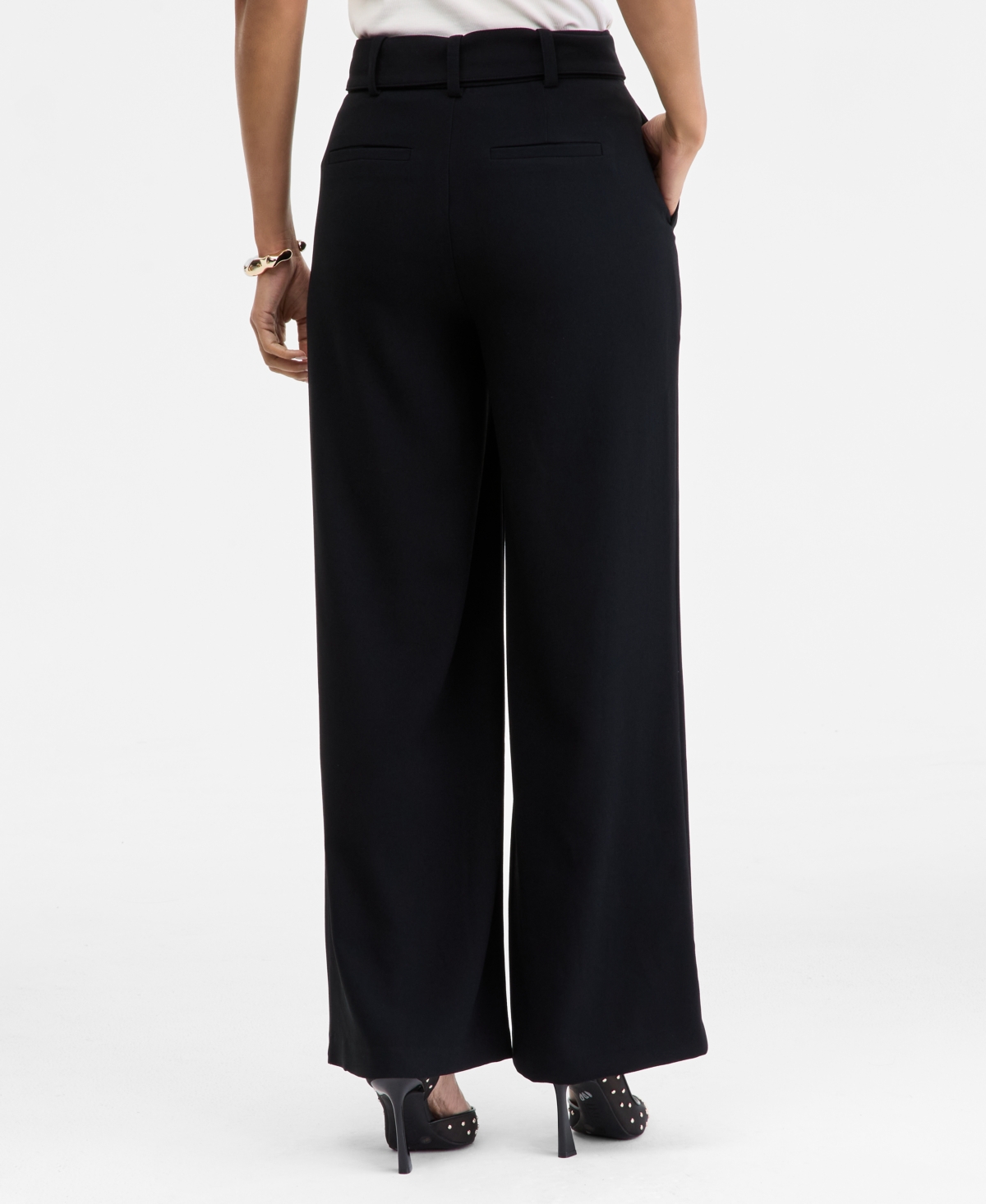 Inc International Concepts Women's Belted High-rise Wide-leg Pants, Macy's Exclusive In Black