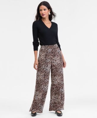 I.N.C. International Concepts - Women's Printed Pull-On Wide-Leg Pants