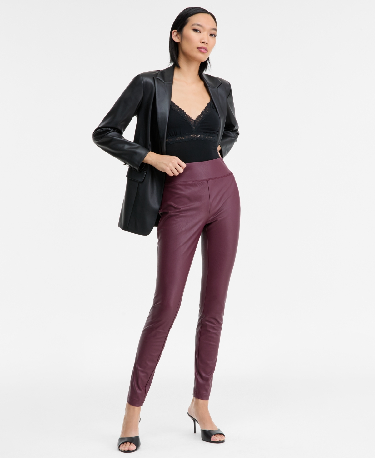 Inc International Concepts Women's Faux-leather Leggings, Macy's Exclusive In Purple