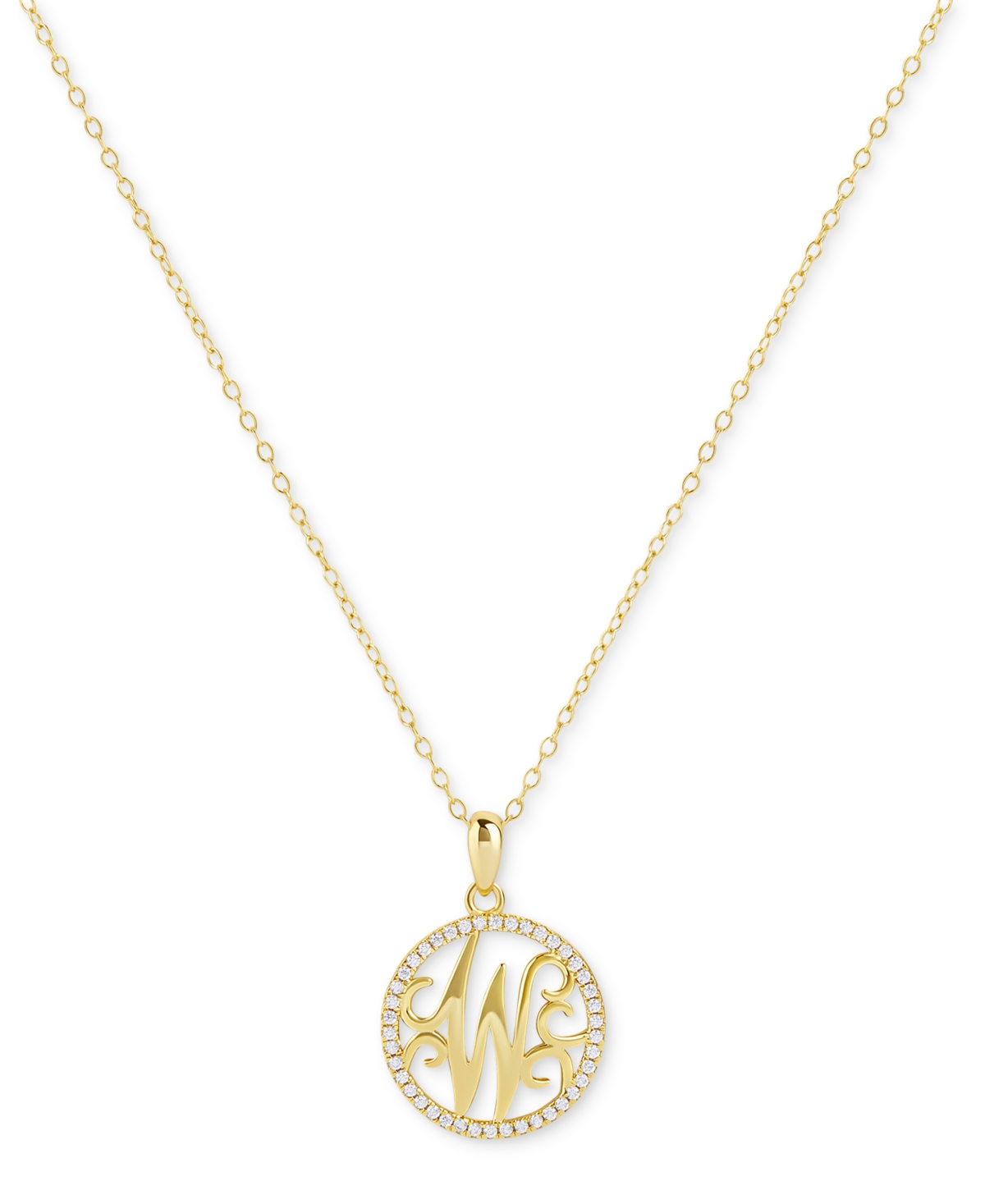Giani Bernini Cubic Zirconia Y Initial Halo 18" Pendant Necklace In 18k Gold-plated Sterling Silver, Created For M In Gold