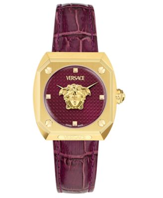 Versace - Women's Swiss Medusa Antares Burgundy Leather Strap Watch 35mm