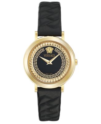 Versace - Women's Swiss Delphinus Black Leather Strap Watch 35mm