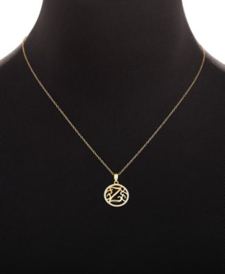 Cubic Zirconia Z Monogram 18" Pendant Necklace in 18k Gold Over Sterling Silver, Created for Macy's