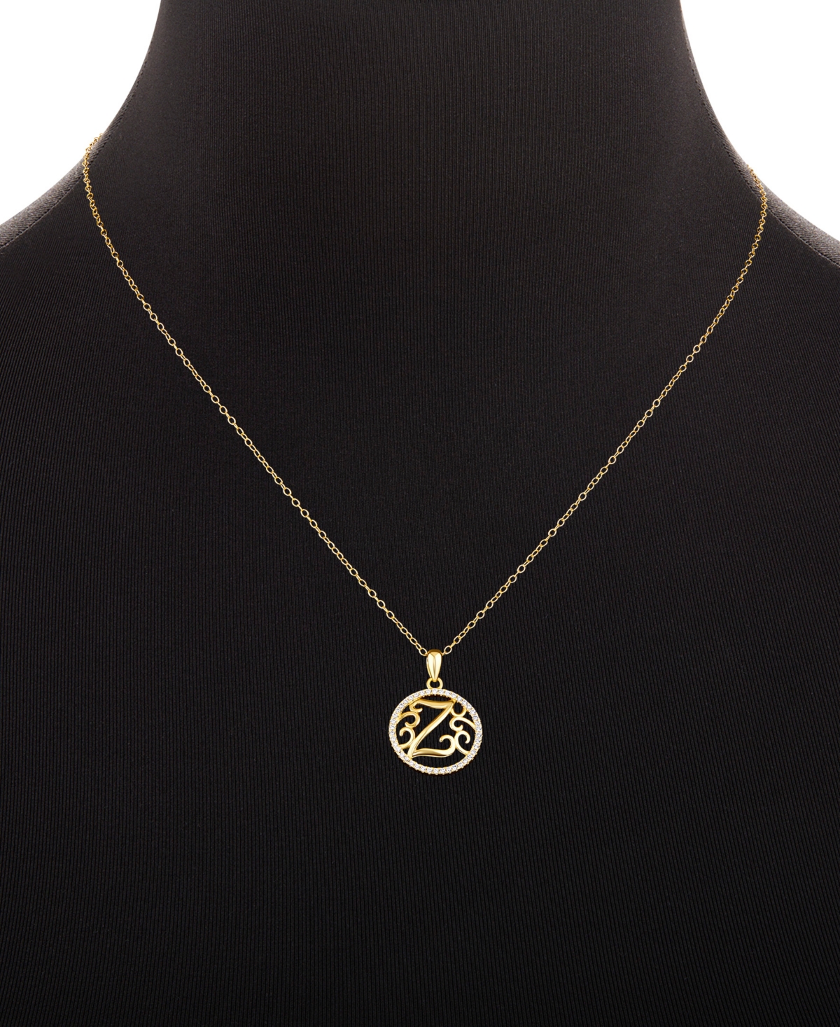 Giani Bernini Cubic Zirconia Z Monogram 18" Pendant Necklace in 18k Gold Over Sterling Silver, Created for Macy's