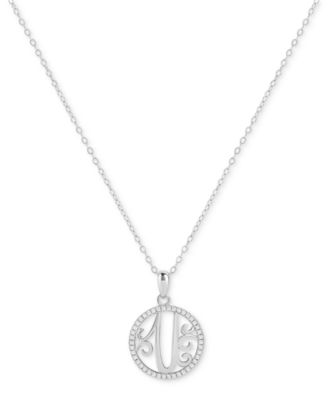 Giani Bernini - Cubic Zirconia Filigree Initial U Monogram 18" Pendant Necklace in Sterling Silver
