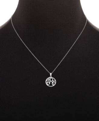 Cubic Zirconia Filigree Initial R Monogram 18" Pendant Necklace in Sterling Silver, Macy's Exclusive