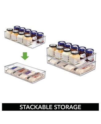Stackable Pantry Storage Bin with Handles, Set of 4, Clear
