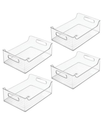 Set of 4 Plastic Stackable Pantry Bin with Handles