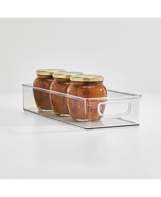 Plastic Stackable Pantry Bin with Handles, Set of 2, Clear, Made in USA