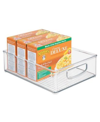 Plastic Stackable Pantry Bin with Handles, Set of 2, Clear, Made in USA