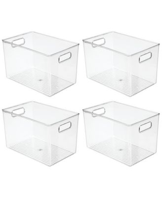 Plastic Storage Bin with Handles - Set of 4 - Clear - Made in USA