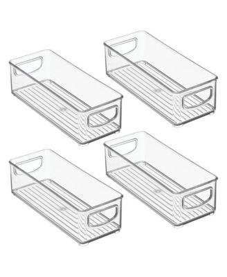 Set of 4 Plastic Stackable Pantry Bin with Handles