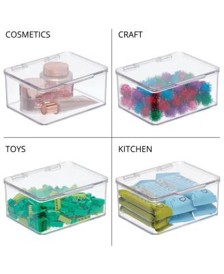 Plastic Playroom/Gaming Storage Organizer Box, Hinge Lid, 8 Pack, Clear, USA Made