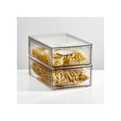 Plastic Stackable Kitchen Storage Organizer with Drawer - 4 Pack, Clear, USA Made