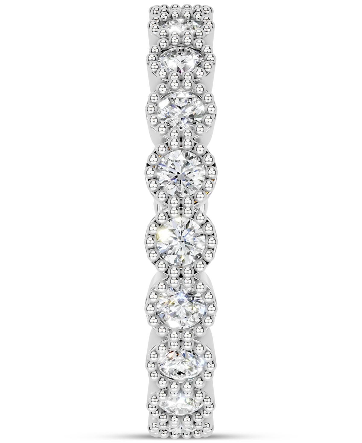 Macy's Diamond Milgrain Bead Frame Eternity Band (1 Ct. T.w.) In Platinum Or 14k Gold In Silver