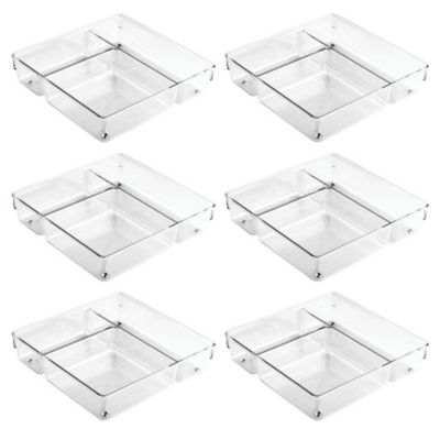 3-Section Plastic Drawer Organizer - Set of 6 - Clear