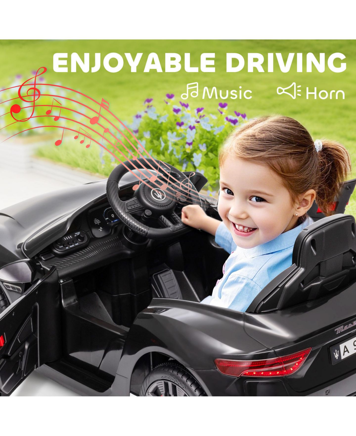 Детская игрушка Qaba Maserati Gran Turismo Folgore 12V Licensed Remote-Control Ride-On Car, 55 lb. Capacity, Ages 3+, цвет: Чёрный — фото 8