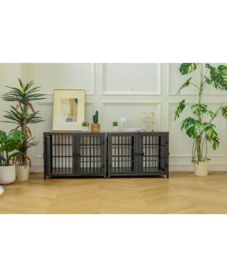 Heavy Duty Wood Dog Crate Pet Kennels Table Furniture with Tray & Lockable Door