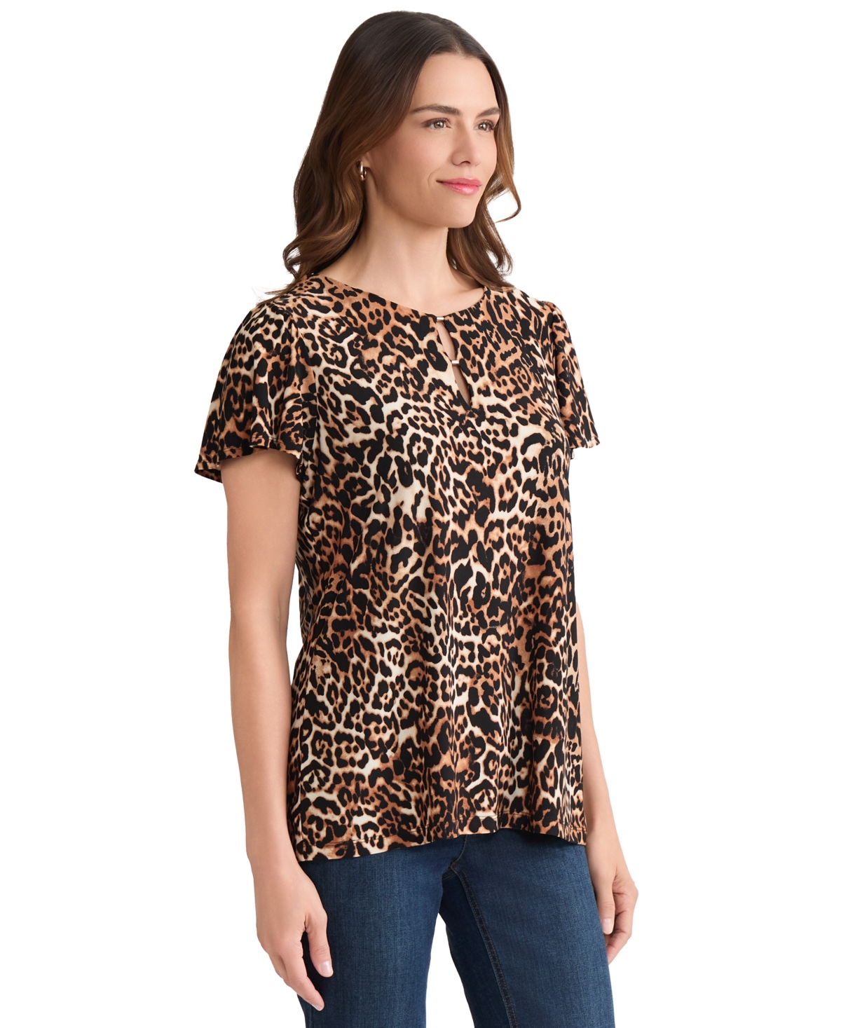 Jones New York Noodle Print Top In Brown