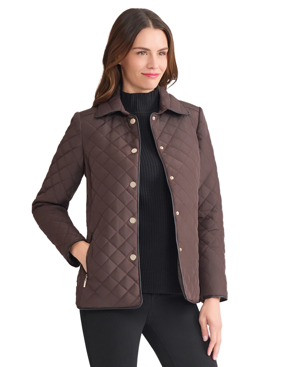Jones New York Quilted Jacket In Brown