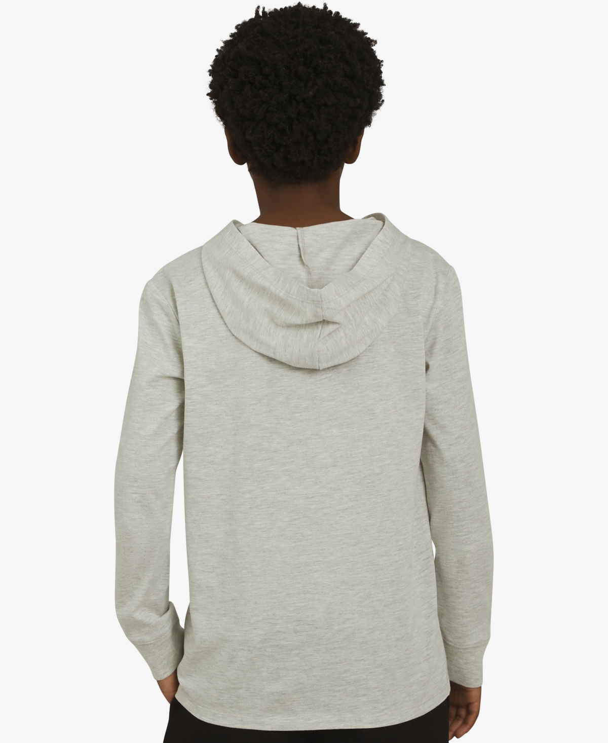 Champion Big Boys Signature Logo Long-sleeve Hooded T-shirt In Gray