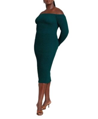 Women's Plus Size Off Shoulder Textured Dress