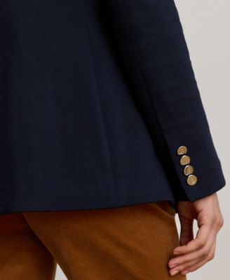 Petite Buckle-Trim Herringbone Jacquard Blazer