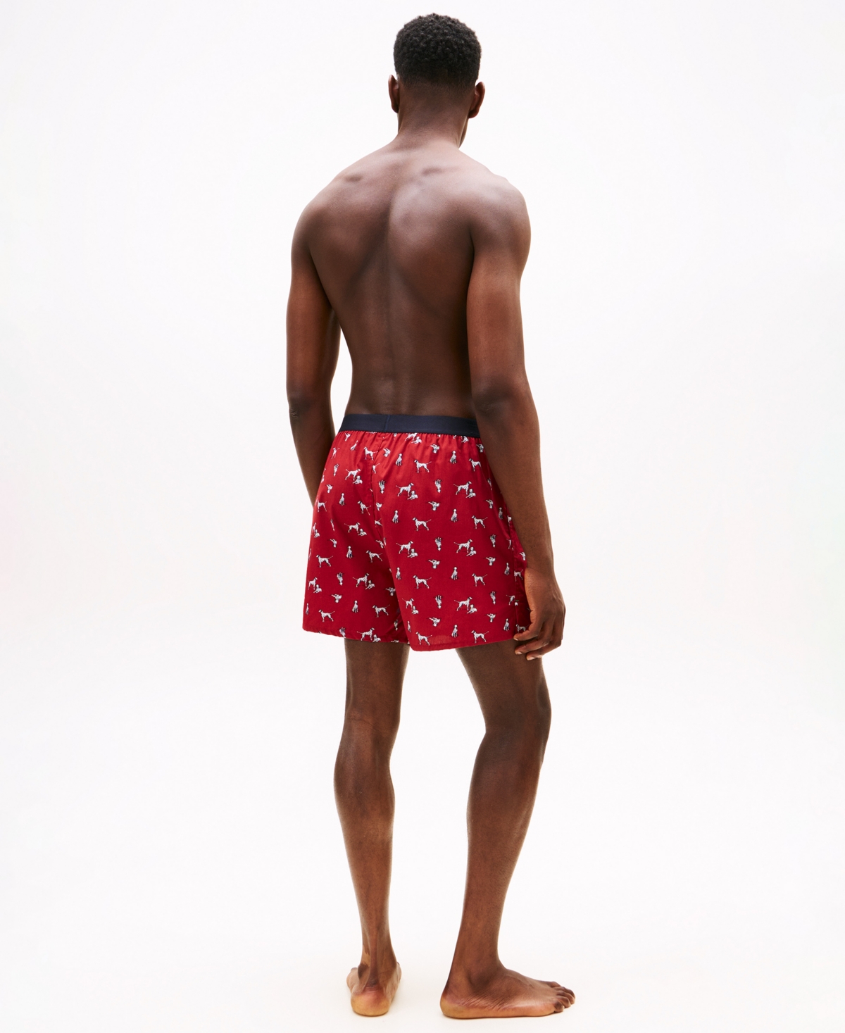Tommy Hilfiger Men's Woven Front Button Opening Boxer In Red