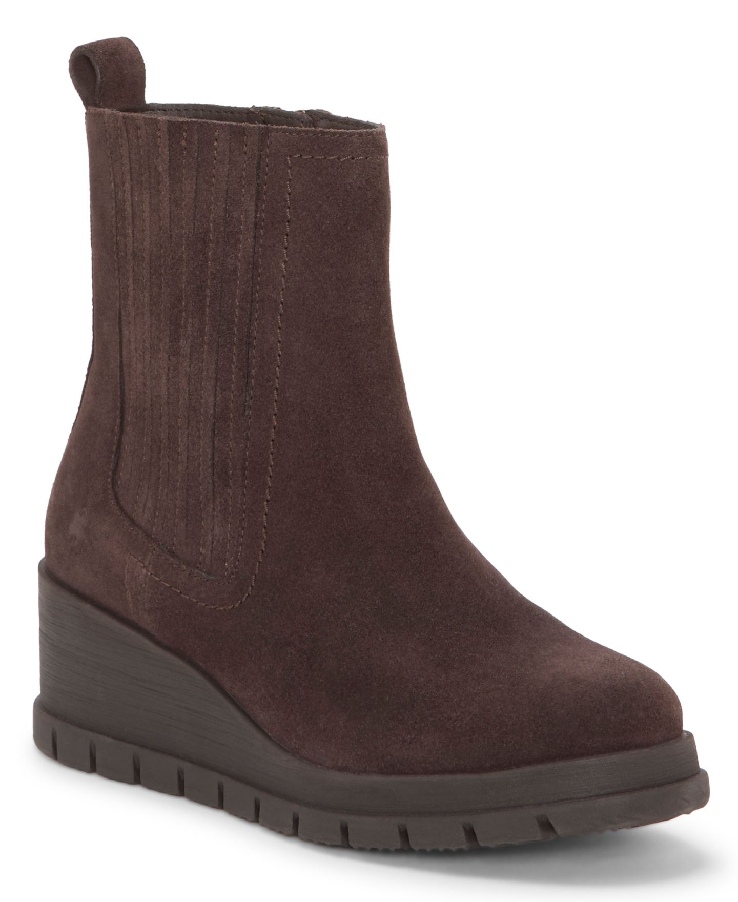 Женские ботинки Lucky Brand Sondruh Gore Wedge Booties, цвет: Шоколадный замшевый — фото 1