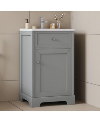 20" Bathroom Vanity Cabinet With Sink, Soft-Close Door, Storage Rack, and Adjustable Shelf