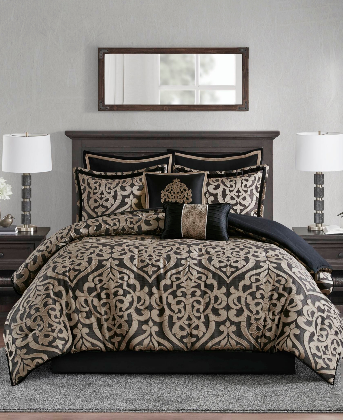 Madison Park Odette Jacquard 8-pc. Comforter Set, King In Black