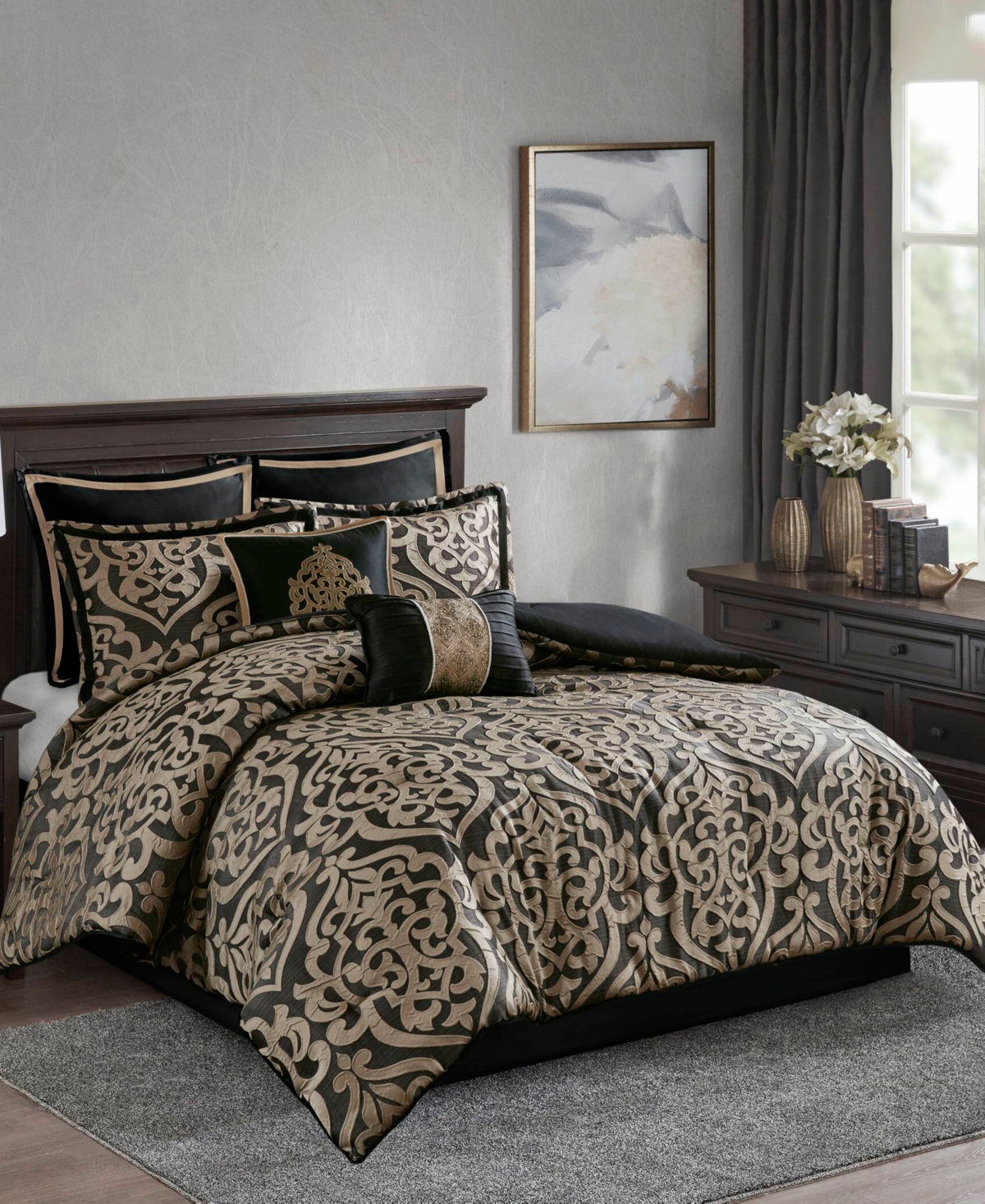 Madison Park Odette Jacquard 8-pc. Comforter Set, King In Black
