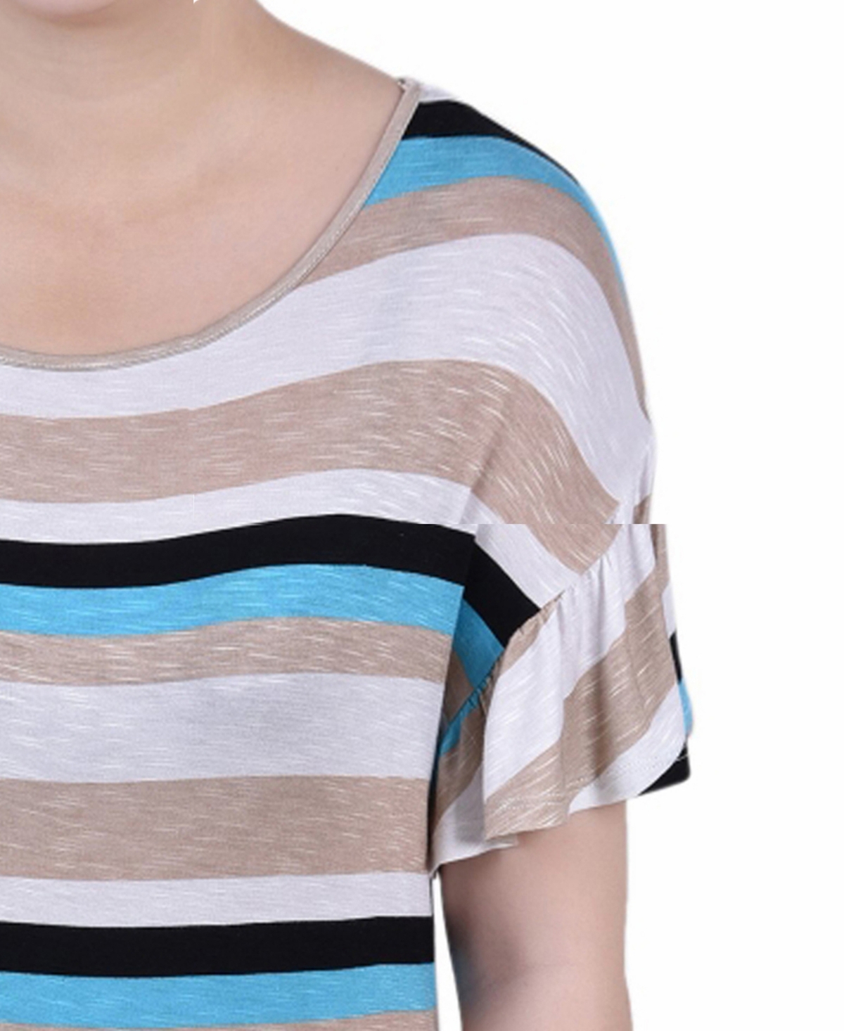 Ny Collection Petite Short Flutter Sleeve Top In Multi