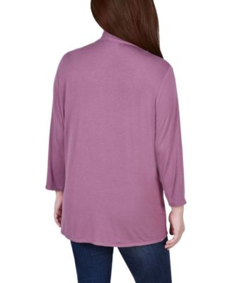 Petite 3/4 Sleeve Solid Cardigan Sweater