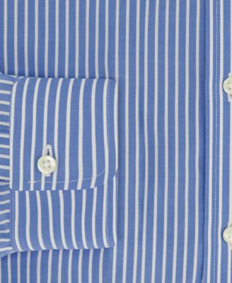 Men's Regular Fit Non-Iron Polo Button-Down Thin Stripe Broadcloth Dress Shirt