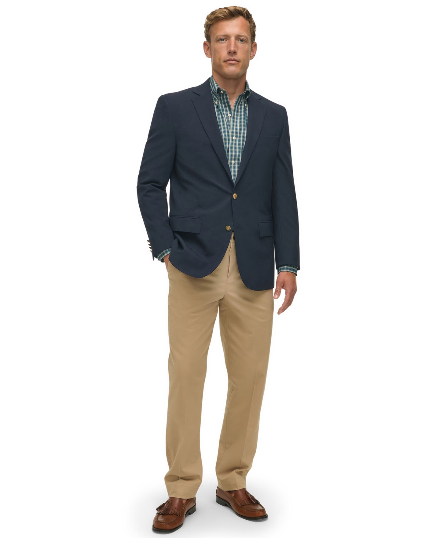 Мужские пиджаки B By Brooks Brothers Classic-Fit Navy Stretch Wool Blend Blazer, цвет: Тёмно-синий — фото 4