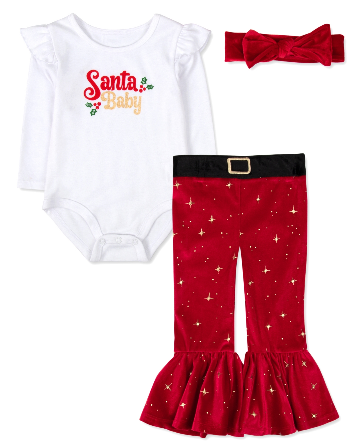 Baby Essentials Baby Girls 3-piece Santa Set In Multi