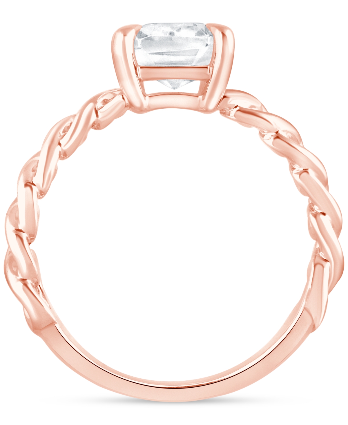 Badgley Mischka Certified Lab Grown Diamond Emerald-cut Chain Link Solitaire Engagement Ring (3 Ct. T.w.) In 14k Gol In Gold