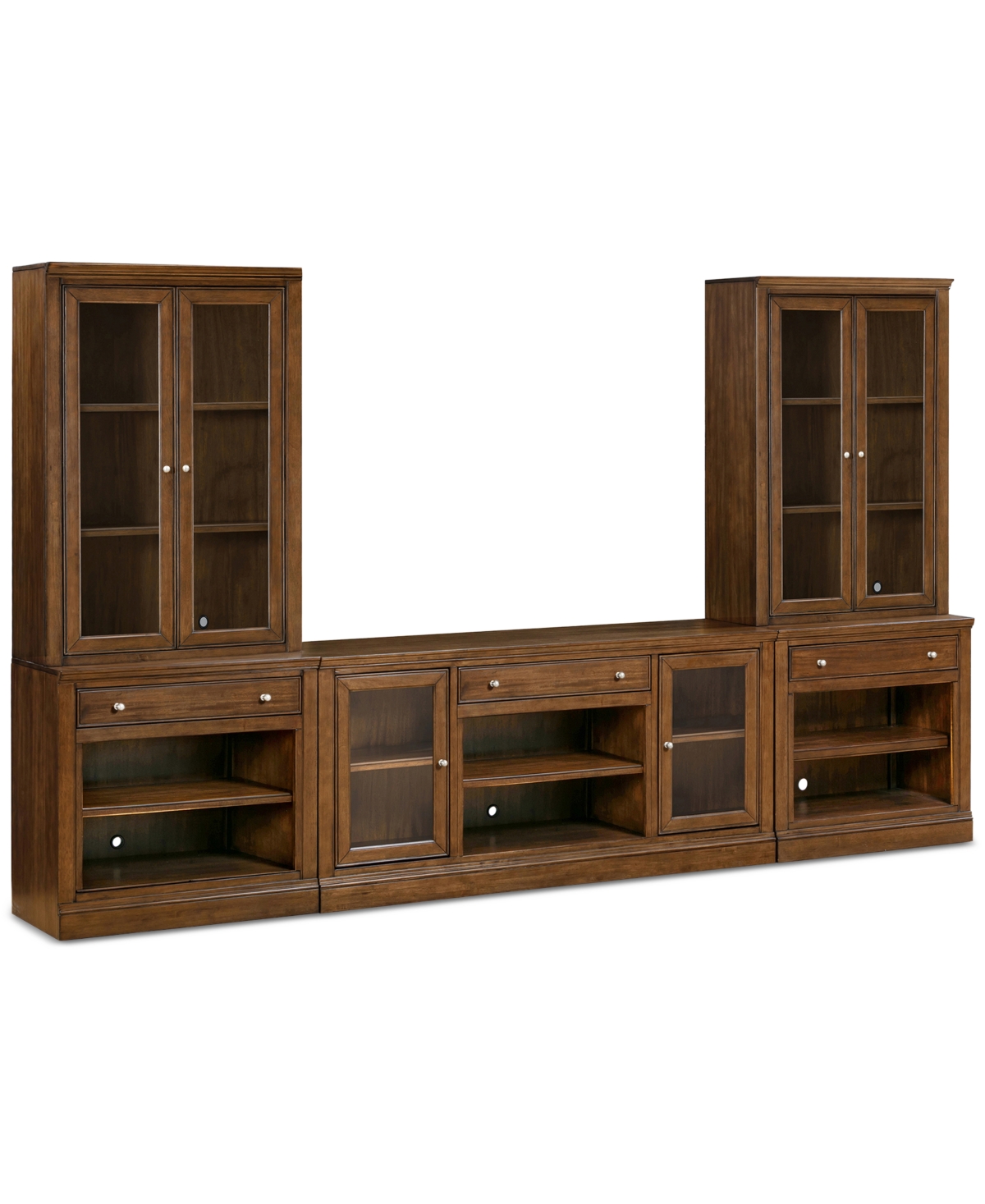 Macy's Amren 65" 2 Door Console And 2 Door Hutches With Open Base With Drawers In Brown