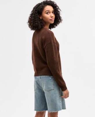 Juniors' Drop-Shoulder Long-Sleeve Sweater