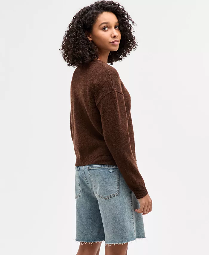 Juniors' Drop-Shoulder Long-Sleeve Sweater - thumbnail 2