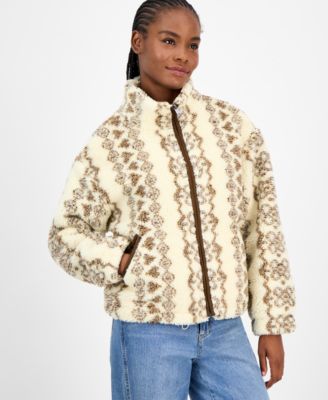 And Now This - Women's Printed Faux-Sherpa Jacket