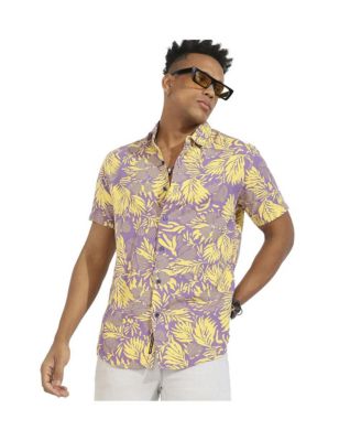 Men's Lavender & Yellow Contrast Foliage Shirt