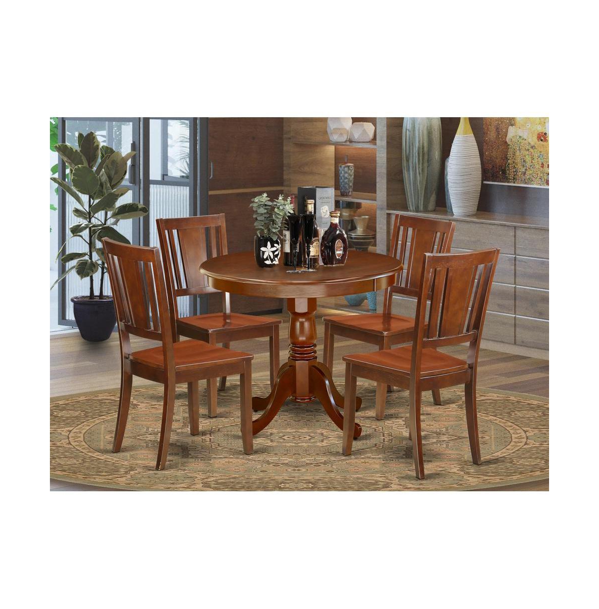 East West Furniture Dining Room Set Mahogany
